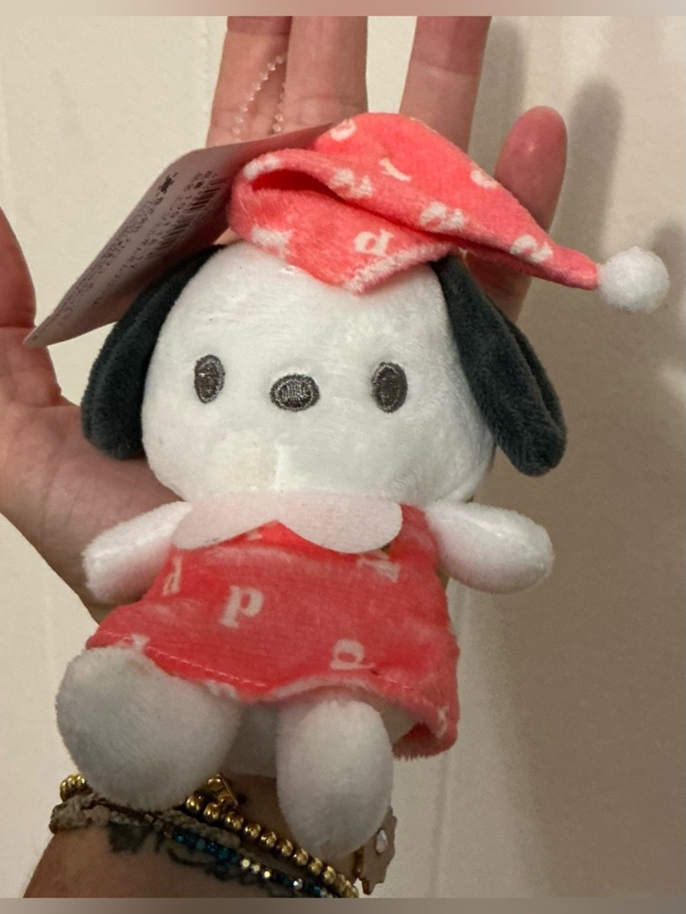 Rare HTF Sanrio Nakajima 2017 Pochacco Keychain Keyring Plush Toy